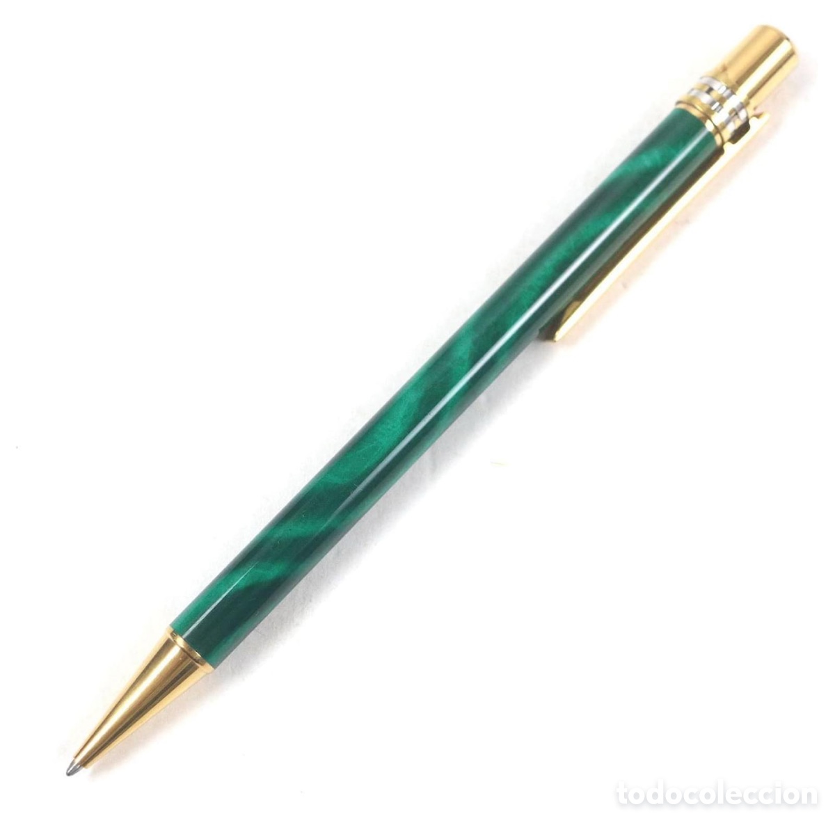 Bol&iacute;grafos antiguos: Bol&iacute;grafo Cartier Panth&egrave;re de Cartier verde malaquita chapado oro Paris original vintage
