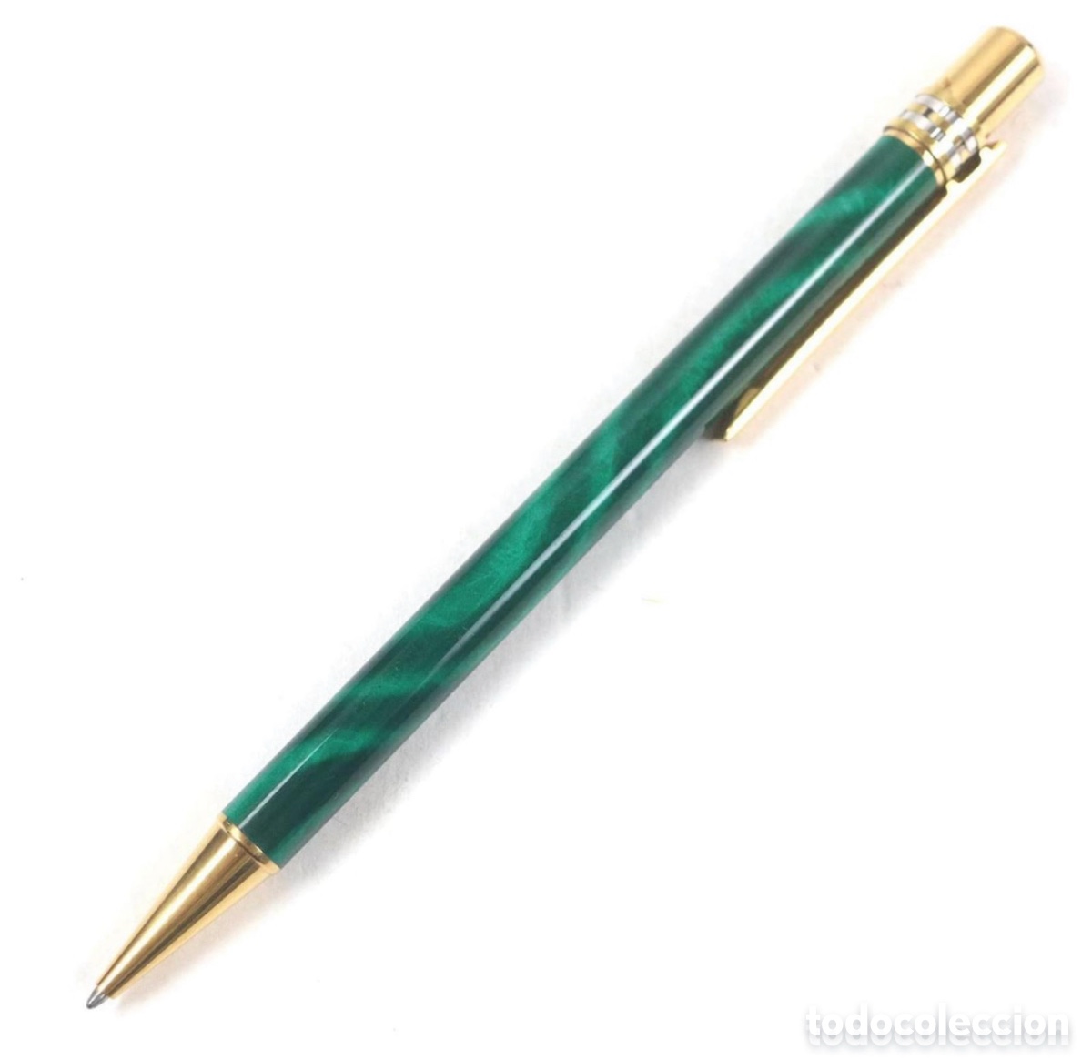Bol&iacute;grafos antiguos: Bol&iacute;grafo Cartier Panth&egrave;re de Cartier verde malaquita chapado oro Paris original vintage