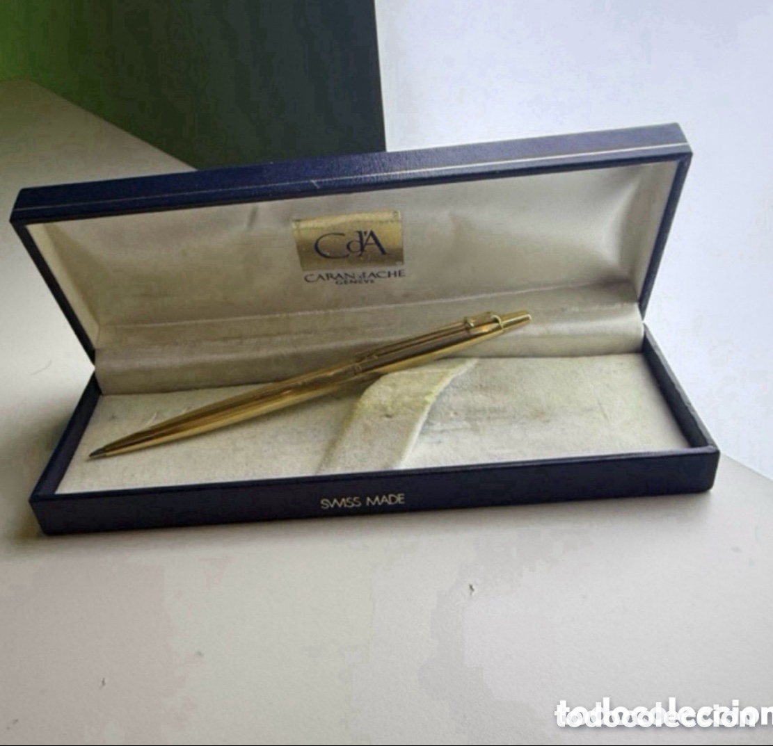 Alte Kugelschreiber: Bol&iacute;grafo de lujo Caran d'Ache Madison dorado con caja original Swiss Made