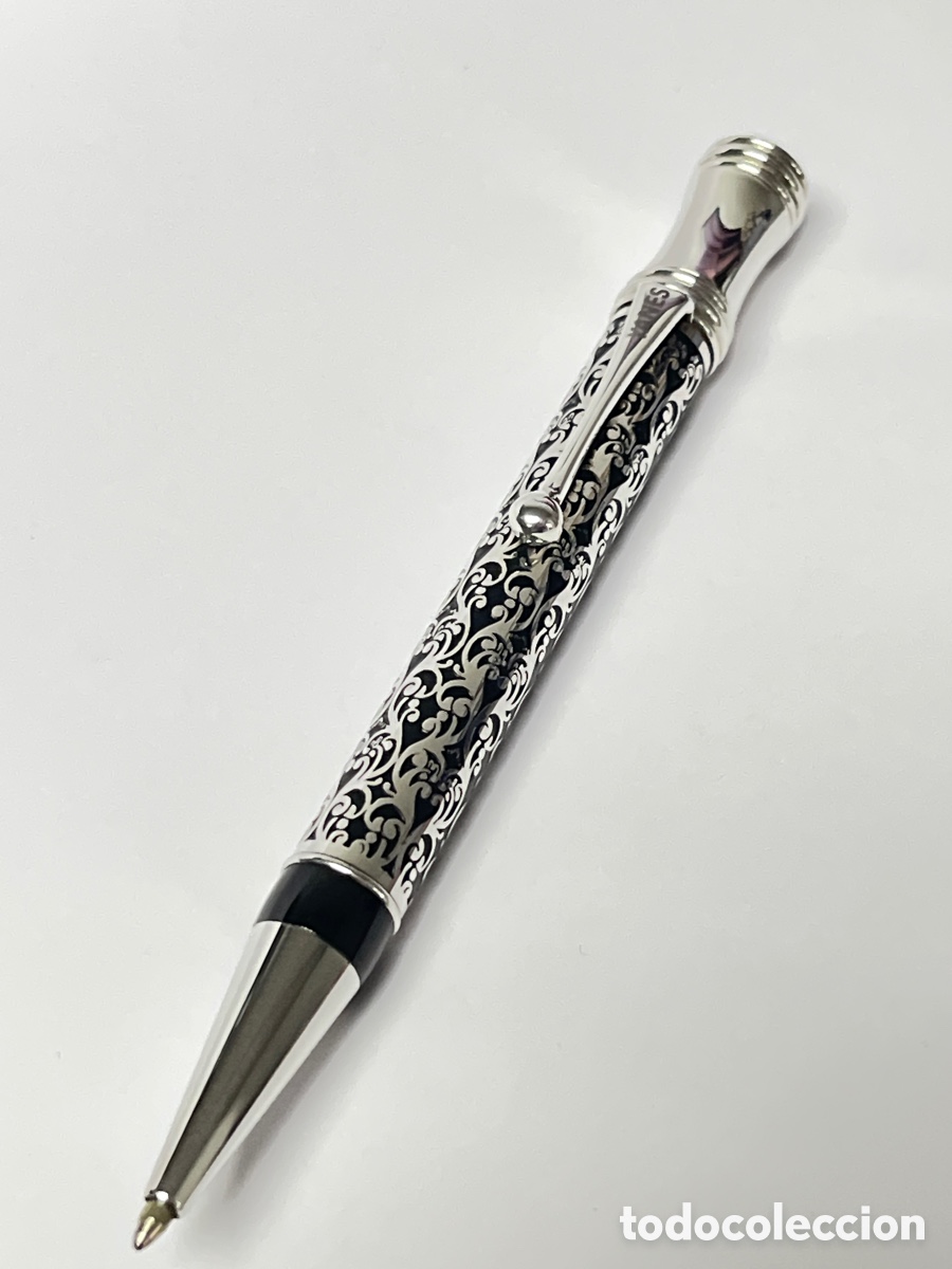 Penne a sfera antiche: Bol&iacute;grafo Yanes cuerpo de plata con calado ornamental /Pluma25-8