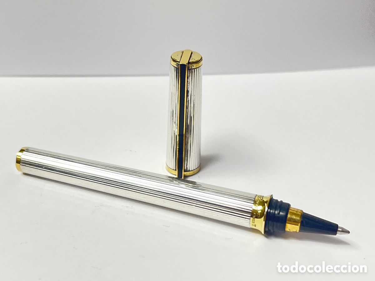 Bol&iacute;grafos antiguos: Bol&iacute;grafo OLYMPIO marca Dupont cuerpo de plata /pluma25-8