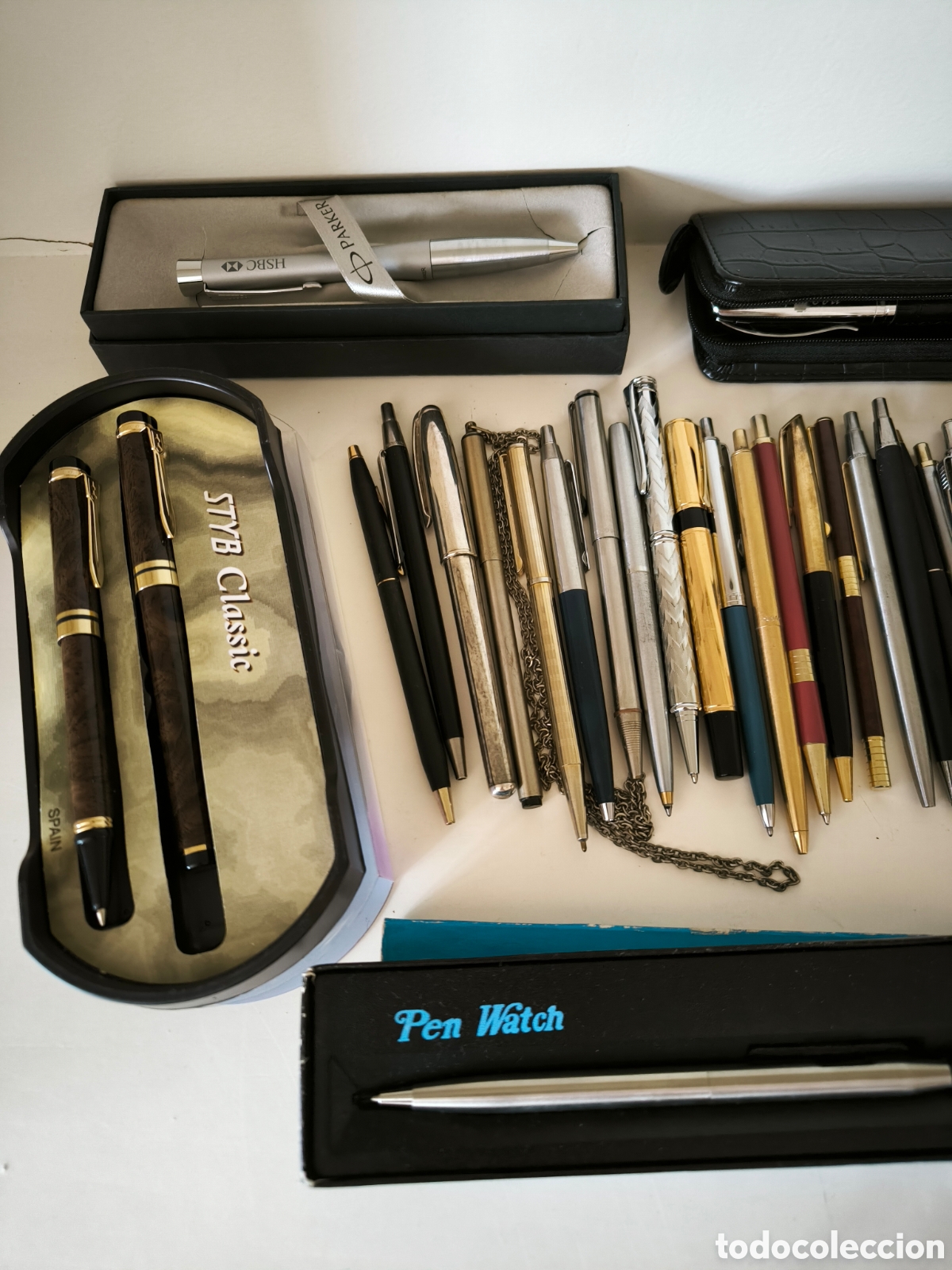Bol&iacute;grafos antiguos: 34 Bol&iacute;grafos + Estuches. Parker,Cross,Pierre Cardin, Inoxcrom, Papermate,etc