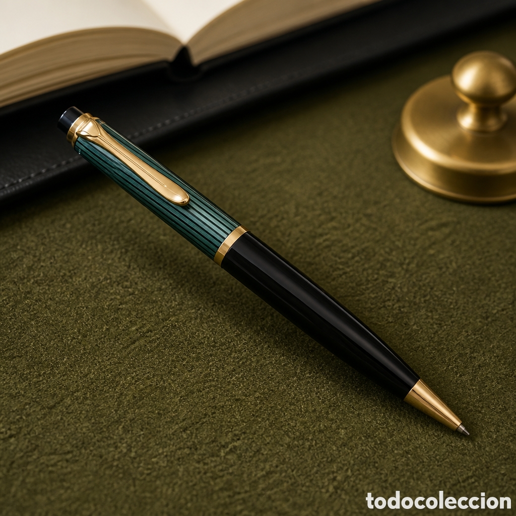 Bol&iacute;grafos antiguos: ANTIGUO PORTAMINAS PELIKAN 400/450. VERDE ESTRIADO . FUNCIONANDO
