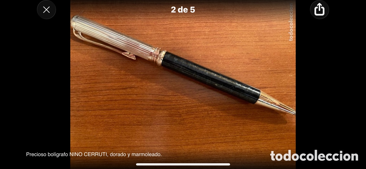 Bol&iacute;grafos antiguos: Precioso bol&iacute;grafo NINO CERRUTI, dorado y marmoleado