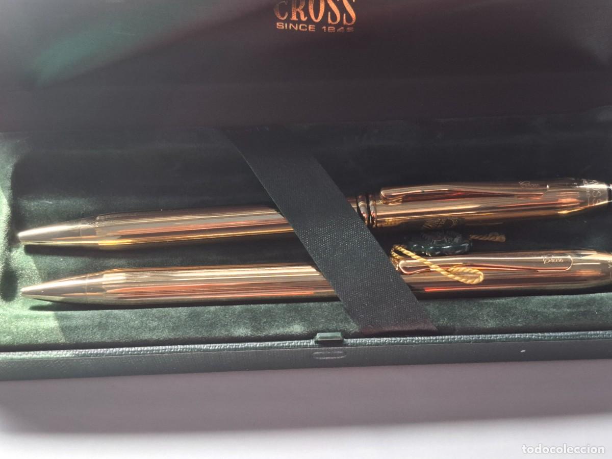 Bol&iacute;grafos antiguos: Conjunto de L&aacute;piz y Bol&iacute;grafo marca CROSS, en su estuche, made en Irlanda