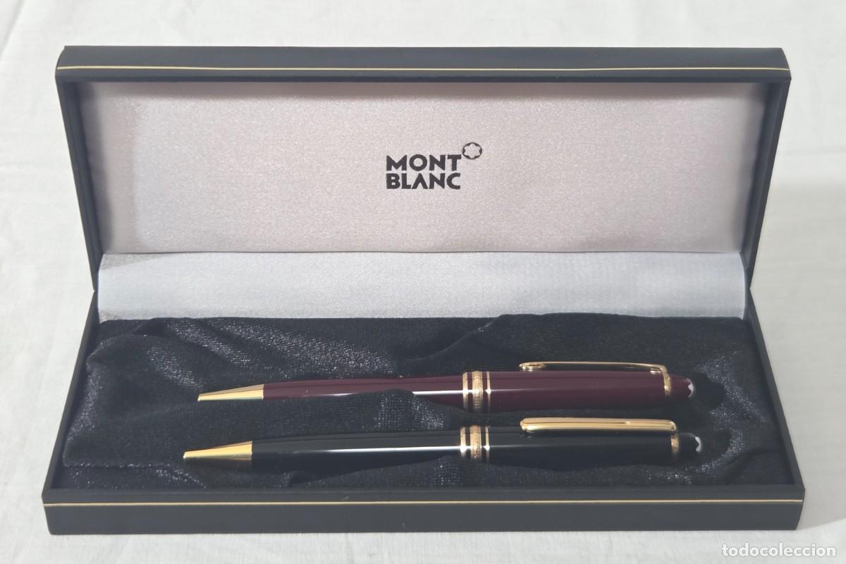 Bol&iacute;grafos antiguos: Pareja de boligrafos MontBlanc, Rojo + Negro + Estuche