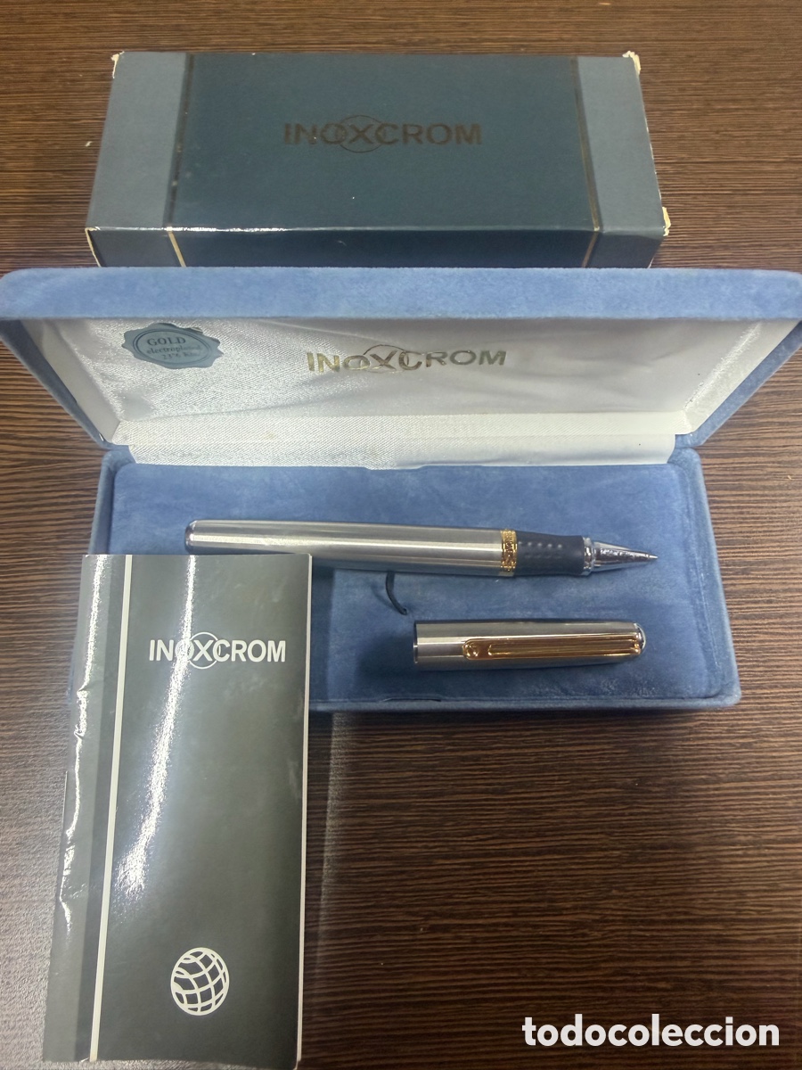 Bol&iacute;grafos antiguos: Bol&iacute;grafo Inoxcrom Chapado Oro 23.6K Nuevo