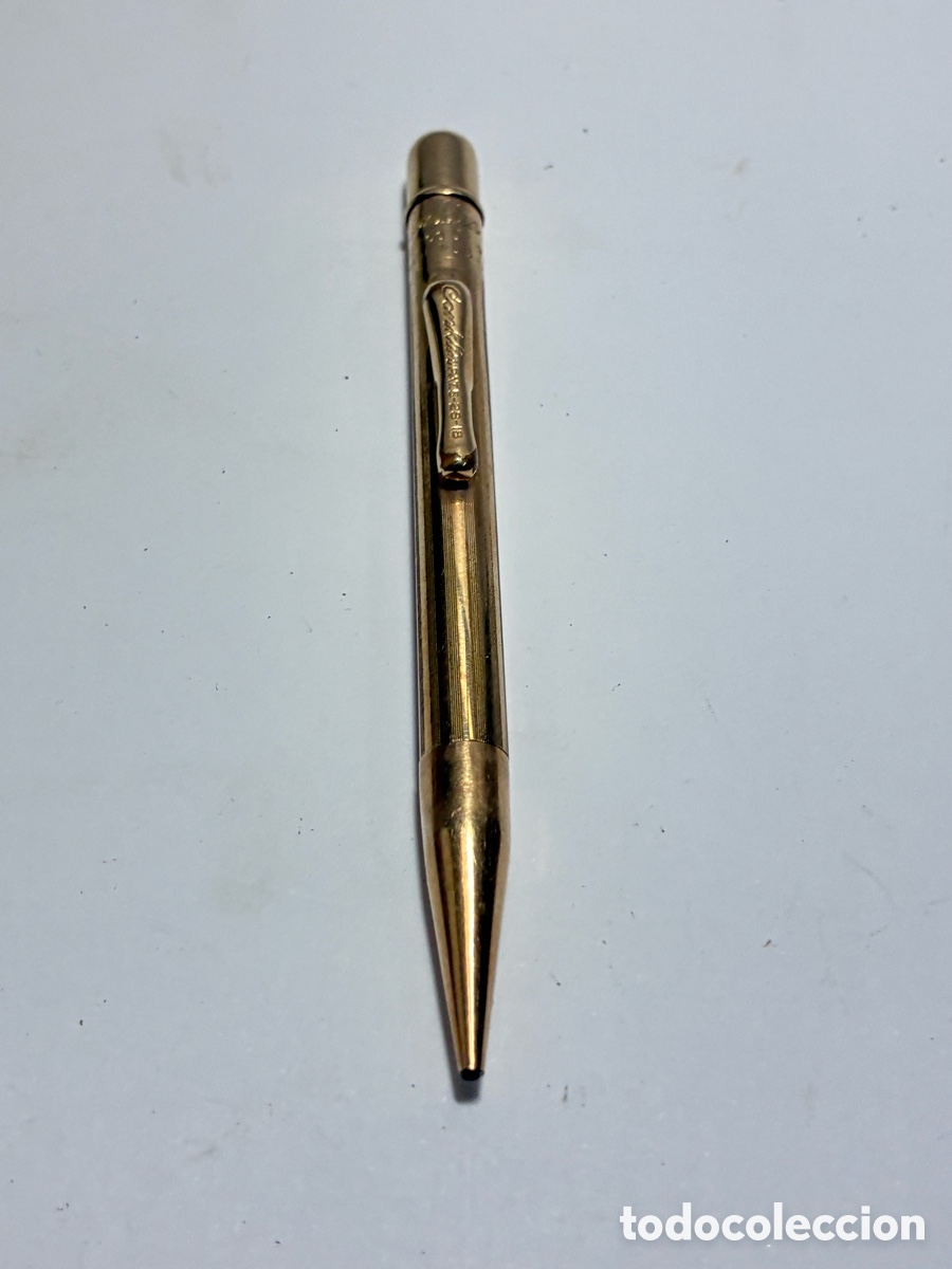 Bol&iacute;grafos antiguos: Portaminas Conklin antigua chapada oro 1930