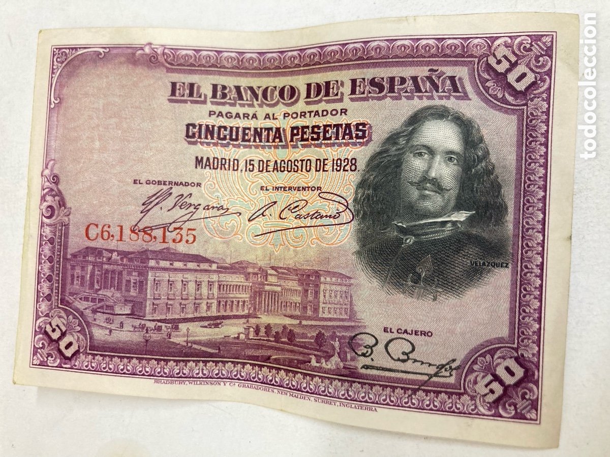 Bol&iacute;grafos antiguos: Billete de 50 pesetas 1928