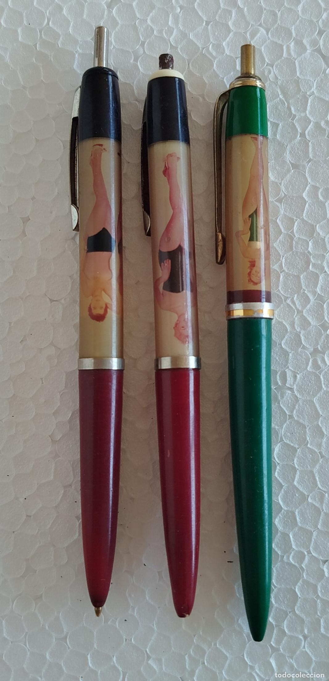 Bol&iacute;grafos antiguos: LOTE 3 BOLIGRAFOS EROTICO - MADE IN DENMARK Y SIN MARCA . A&Ntilde;OS 70