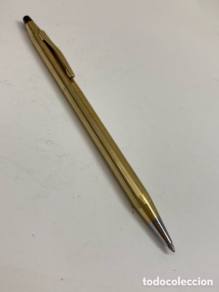 Bol&iacute;grafos antiguos: Bol&iacute;grafo Cross cuerpo dorado 10Kt