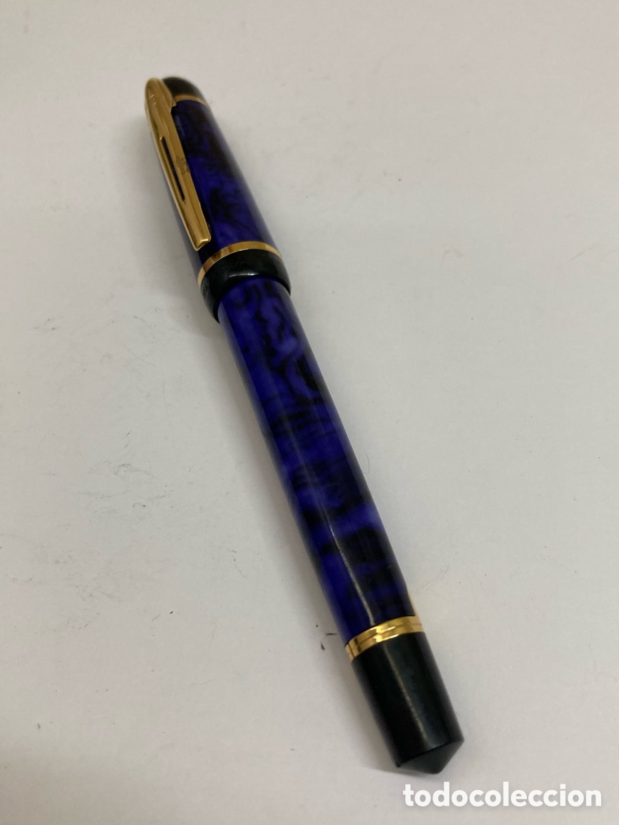 Alte Kugelschreiber: Pluma Waterman cuerpo marmolado azul /PLUMA25-10