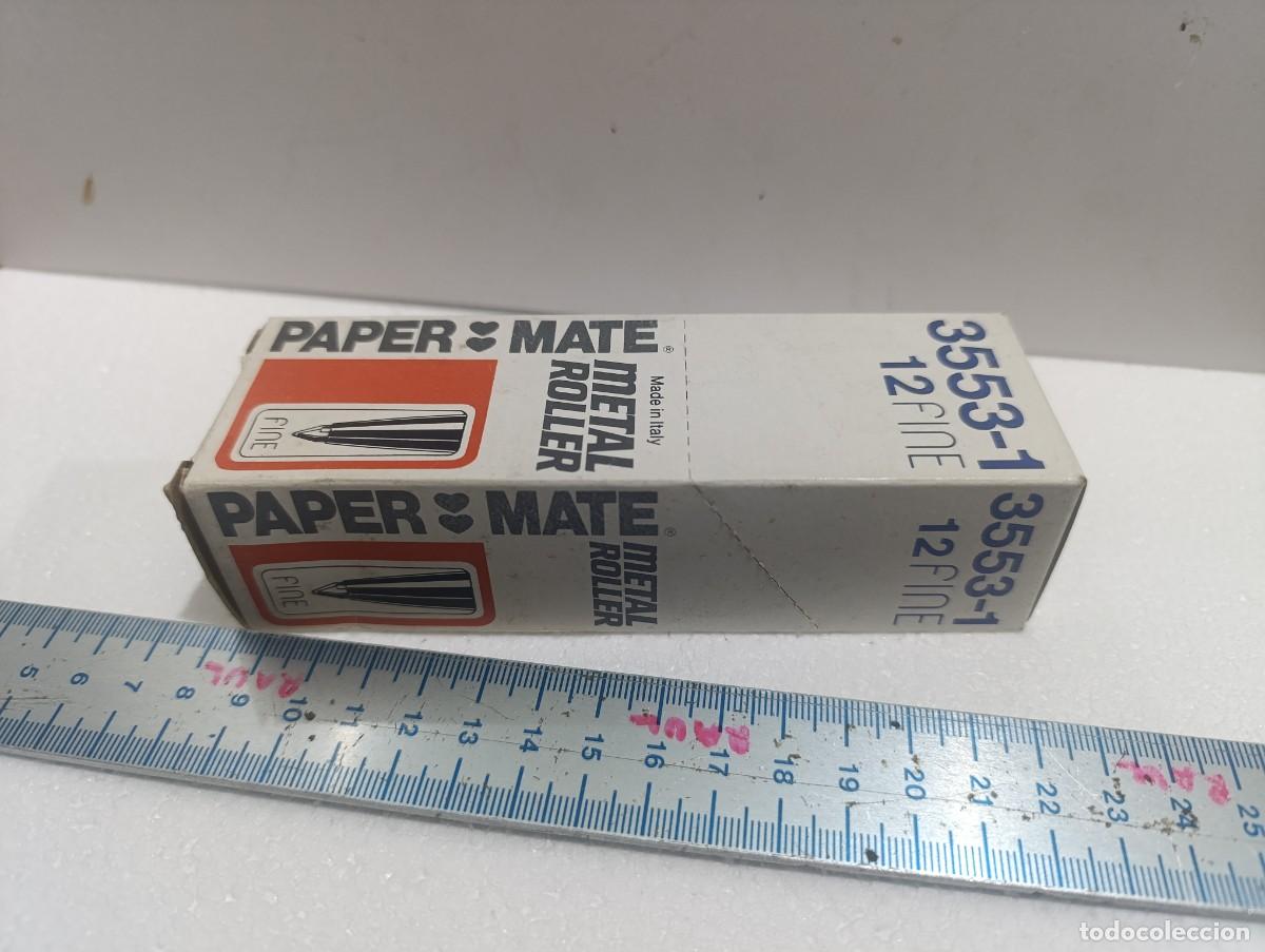 Bol&iacute;grafos antiguos: CAJA ANTIGUA DE 12 BOLIGRAFOS PAPER MATE 3553-1 FINE - ( CAJA ALGO DA&Ntilde;ADA )