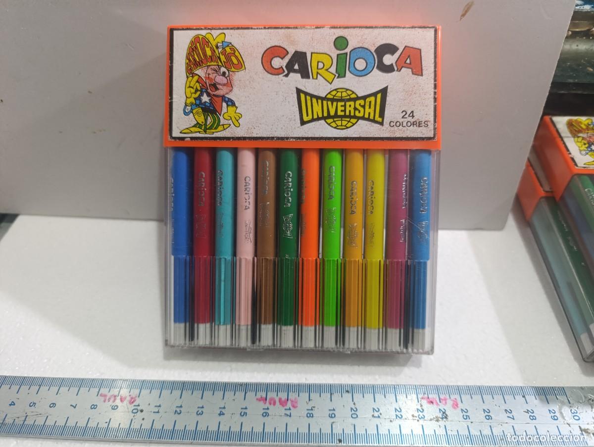 Bol&iacute;grafos antiguos: CAJA ANTIGUA DE 24 ROTULADORES CARIOCA UNIVERSAL COMPLETA - ( )