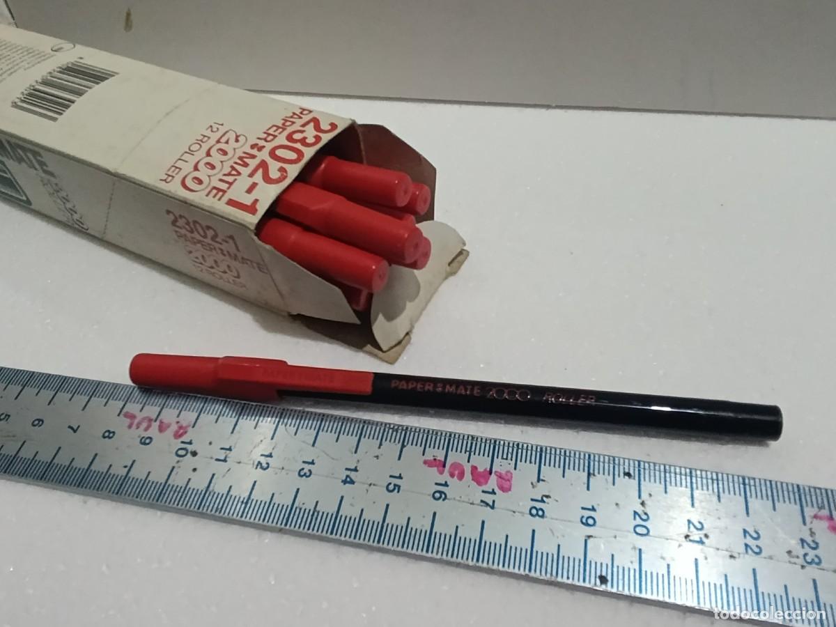 Bol&iacute;grafos antiguos: CAJA ANTIGUA DE 12 BOLIGRAFOS PAPER MATE 2000 ROLLER - 2302 -1 - COMPLETA - ( )