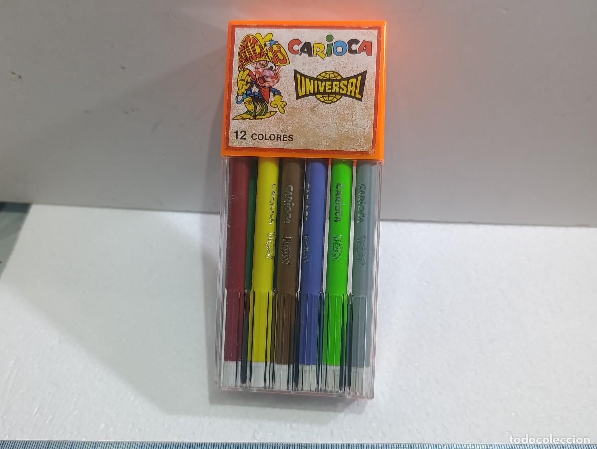 Bol&iacute;grafos antiguos: CAJA ANTIGUA DE 12 ROTULADORES CARIOCA UNIVERSAL - COMPLETA - ( )
