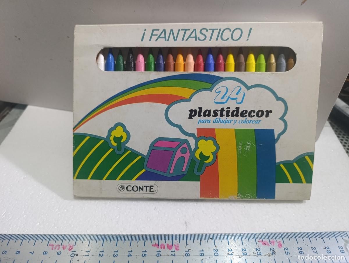 Bol&iacute;grafos antiguos: CAJA ANTIGUA DE 24 PINTURAS DE CERA - PLASTIDECOR - - COMPLETA - ( )