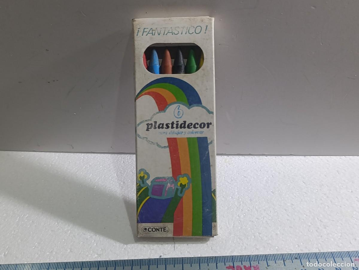 Bol&iacute;grafos antiguos: CAJA ANTIGUA DE 6 PINTURAS DE CERA - PLASTIDECOR - - COMPLETA - ( )