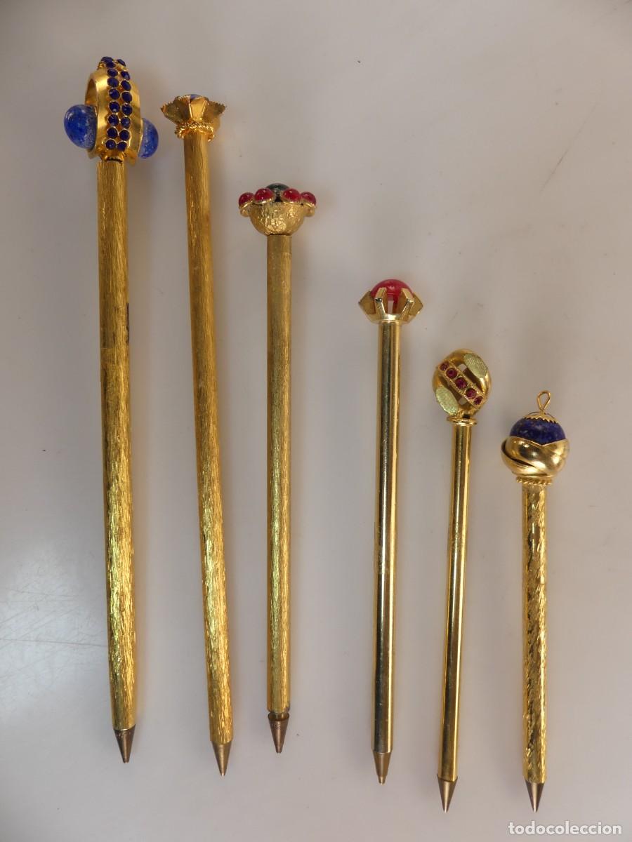 Old Ballpoint Pens: COLECCION LOTE D E6 BOLIGRAFOS CUERPOS DORADOS BONITOS DISE&Ntilde;OS