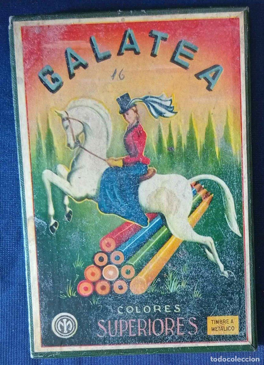 Bol&iacute;grafos antiguos: CAJA CON 11 L&Aacute;PICES DE COLORES MARCA GALATEA. S/F.