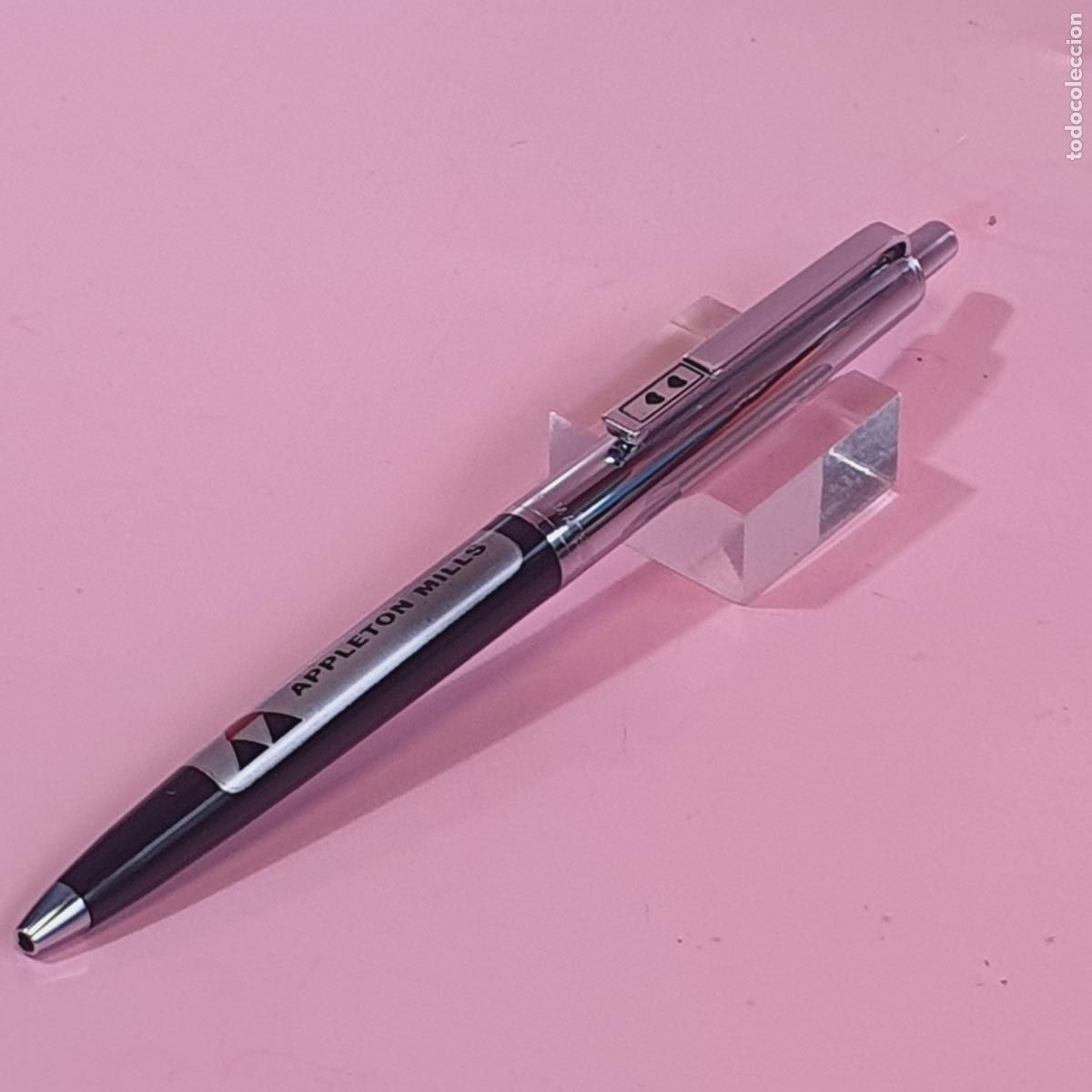 Old Ballpoint Pens: BOL&Iacute;GRAFO-PAPER MATE-U.S.A.-NEGRO +CHROMO-M&Aacute;S ANCHO DE LO NORMAL-APPLETON MILLS-CORAZONES NEGROS