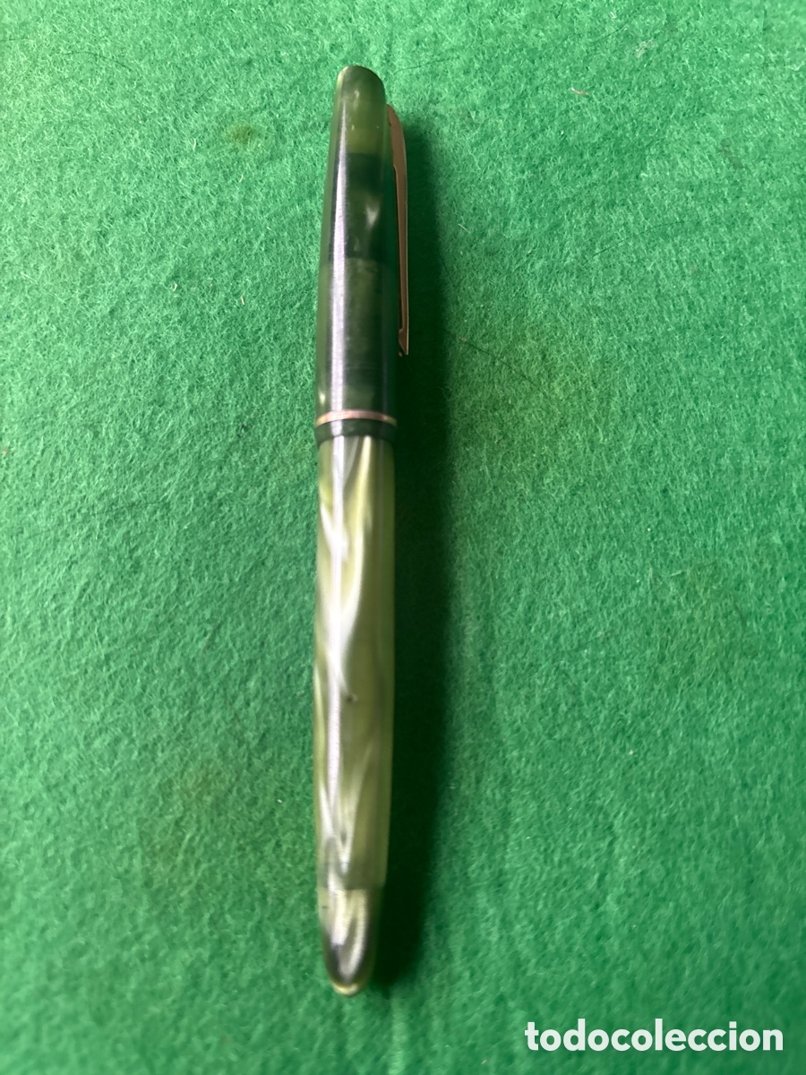 Old Ballpoint Pens: Antigua pluma jaspeada verde a catalogar para repuestos (A5)