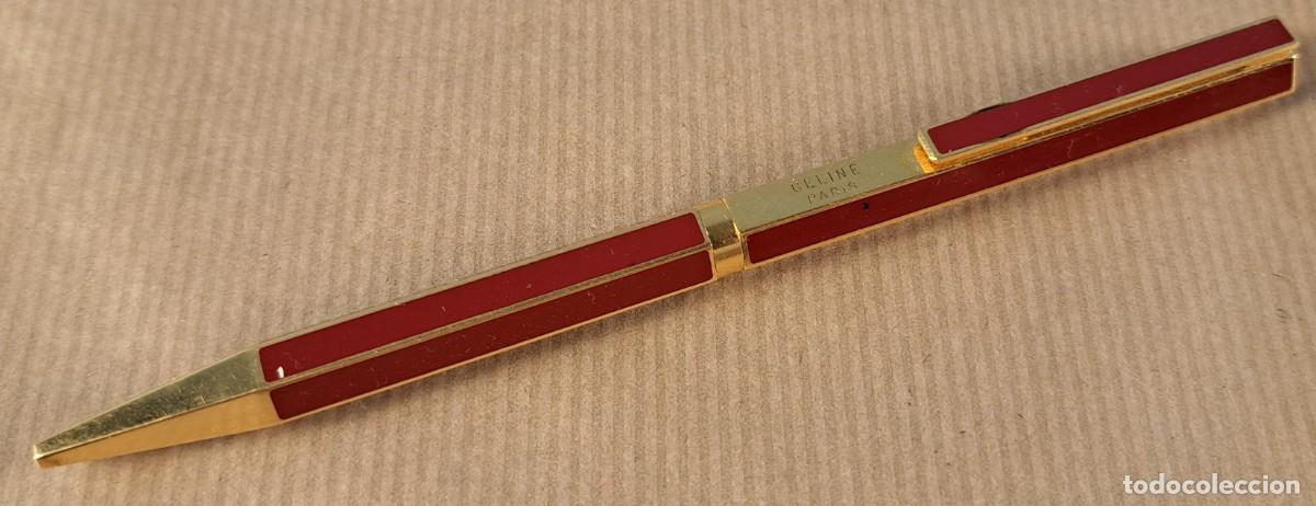 Bol&iacute;grafos antiguos: Bol&iacute;grafo C&eacute;line Paris, ba&ntilde;o de oro y esmalte rojo, Francia, siglo XX