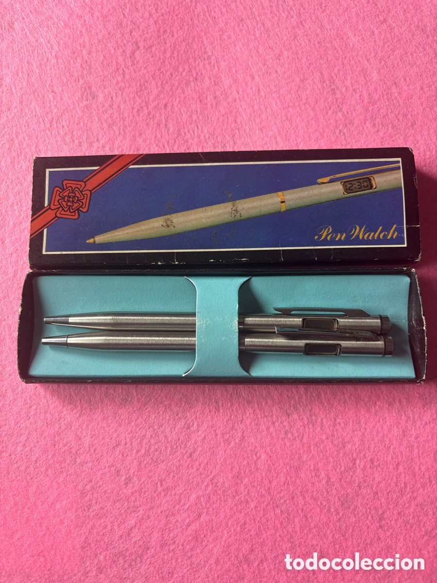 Bol&iacute;grafos antiguos: Lote de bol&iacute;grafos reloj Pen Watch en caja original (A8)