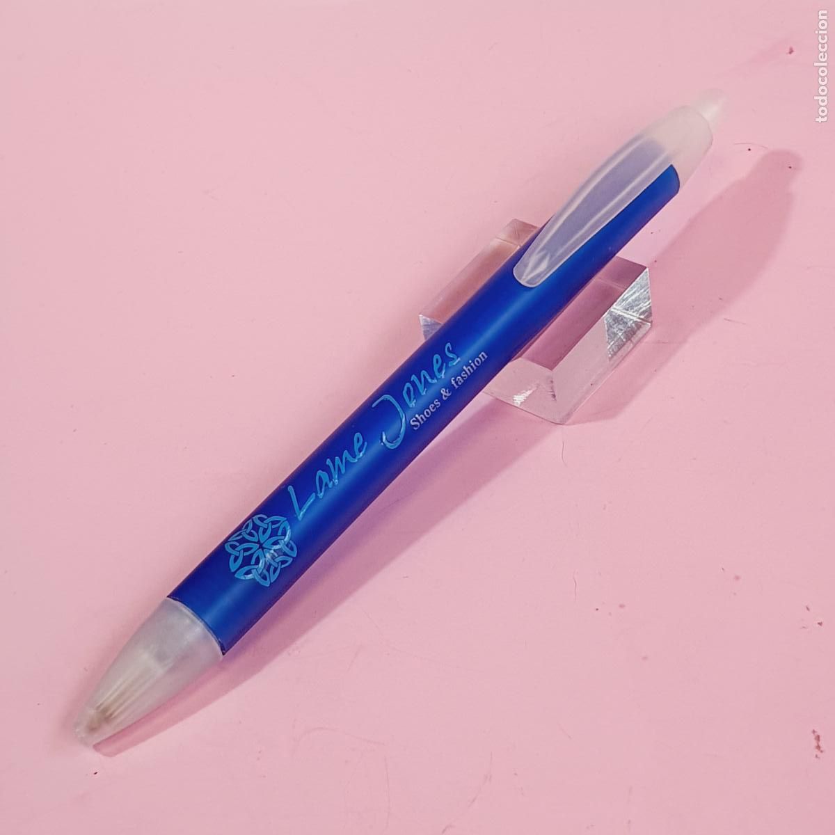 Bol&iacute;grafos antiguos: BOL&Iacute;GRAFO-BIC SPAIN-LAME JONES-LETRAS RELIEVE-AZUL TRANSLUCENT-EXCELENTE.