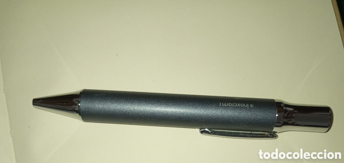Bol&iacute;grafos antiguos: Bol&iacute;grafo Zip de inoxcrom 11 cms longuitud gris azulado y acero.lleva lema Un juguete una ilusion