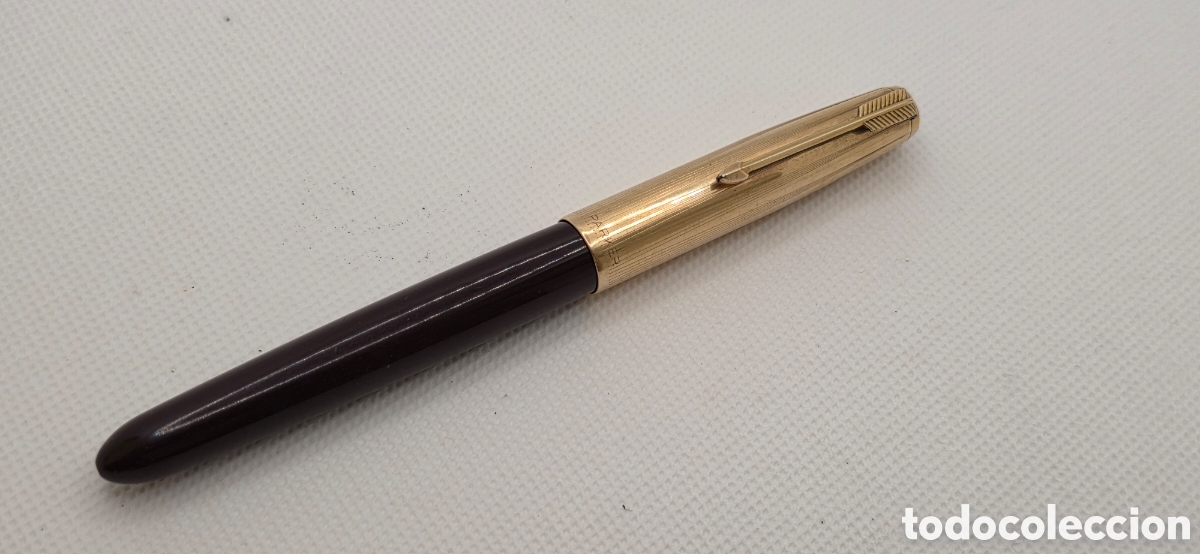 Bol&iacute;grafos antiguos: Parker 51 Carmelita Aerometric USA Pluma Estilogr&aacute;fica Vintage Plum&iacute;n Original de Oro Estilogr&aacute;fica
