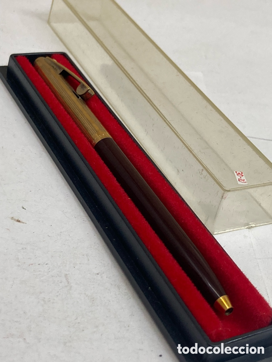 Bol&iacute;grafos antiguos: Bol&iacute;grafo Sheaffer en su estuche cuerpo celuloide rojo
