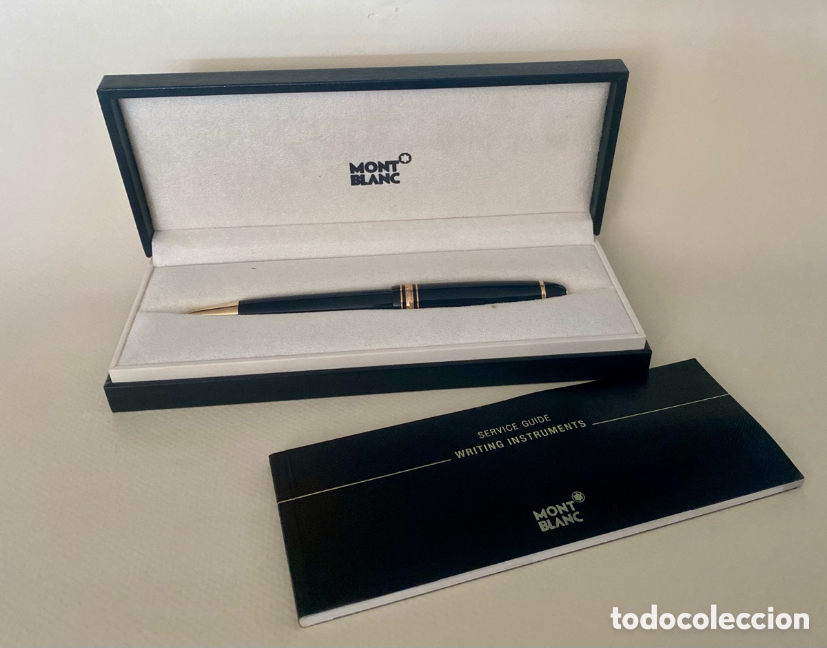 Bol&iacute;grafos antiguos: Bol&iacute;grafo Montblanc Meisterst&uuml;ck, caracterizado por su resina preciosa negra y detalles dorados.