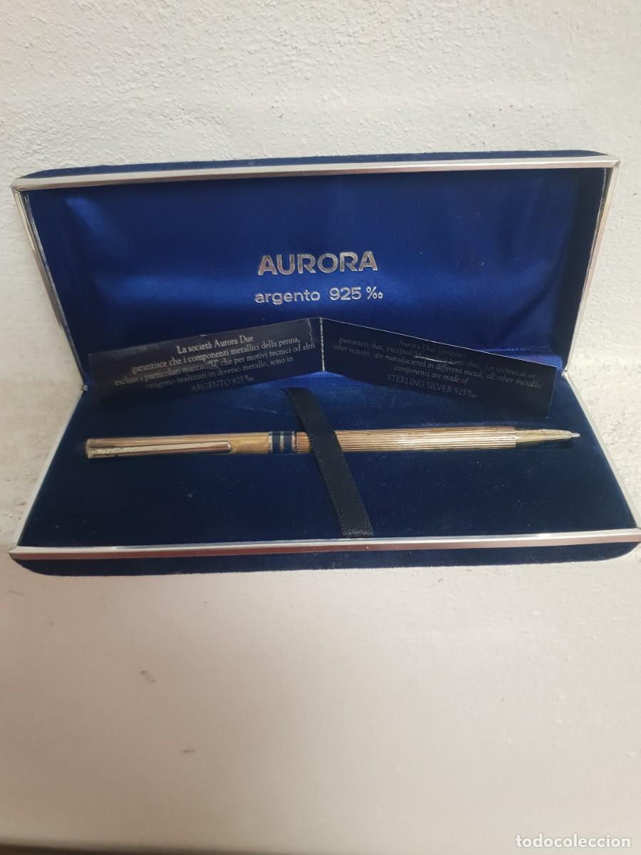 Bol&iacute;grafos antiguos: Boligrafo aurora de plata maciza