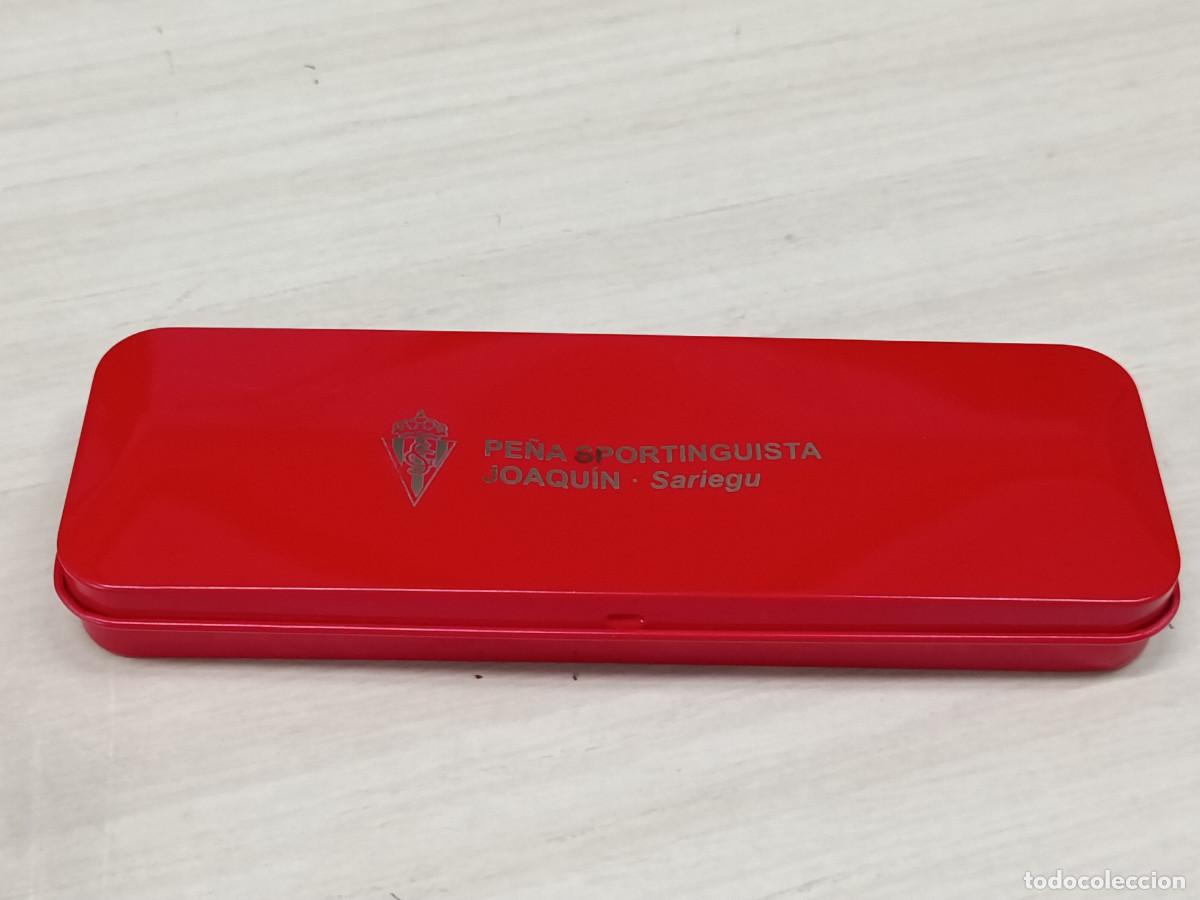 Bol&iacute;grafos antiguos: ESTUCHE CON BOLIGRAFO Y PORTAMINAS. PE&Ntilde;A JOAQUIN SARIEGO. REAL SPORTING DE GIJON. FINCIONANDO. MYJ.