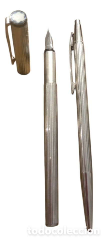 Stylos-bille anciens: PLUMA Y BOL&Iacute;GRAFO MONTBLANC NOBLESSE ESTRIADO PLUMIN 585