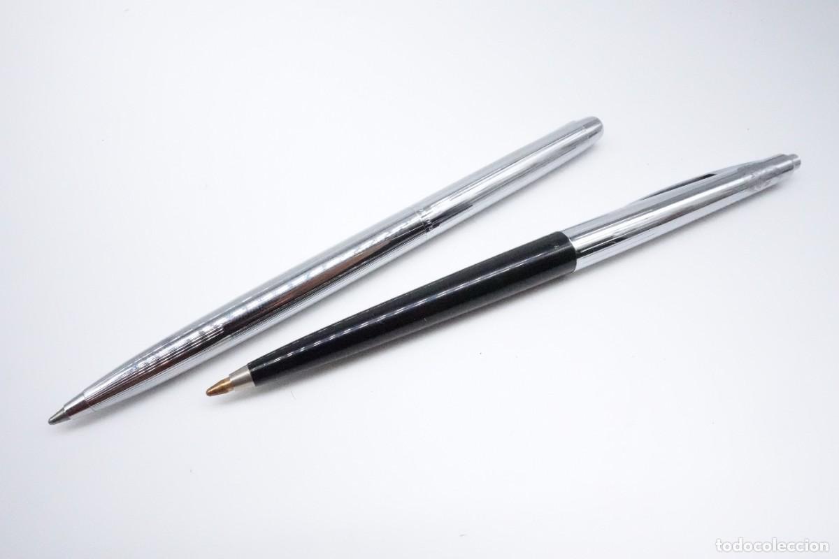 Esferogr&aacute;ficas antigas: LOTE 2 BOL&Iacute;GRAFOS SHEAFFER VINTAGE CROMADOS PLATEADOS NEGRO METAL ESCRITURA COLECCI&Oacute;N