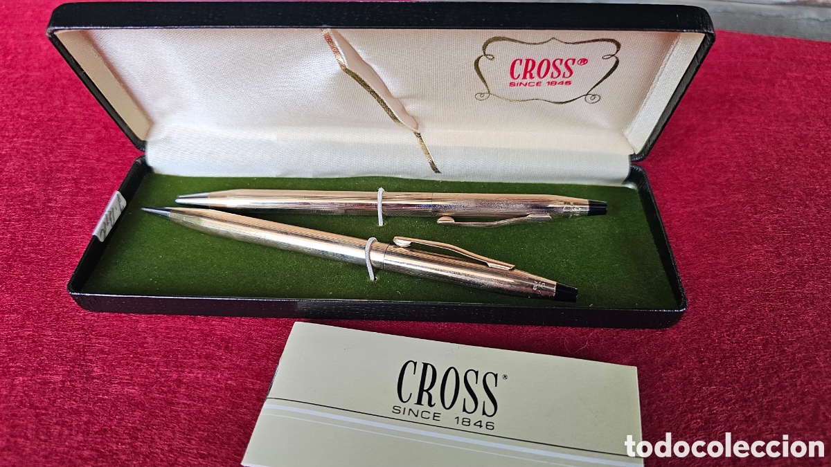 Old Ballpoint Pens: Antiguos portaminas y bol&iacute;grafo Cross ba&ntilde;ads en oro