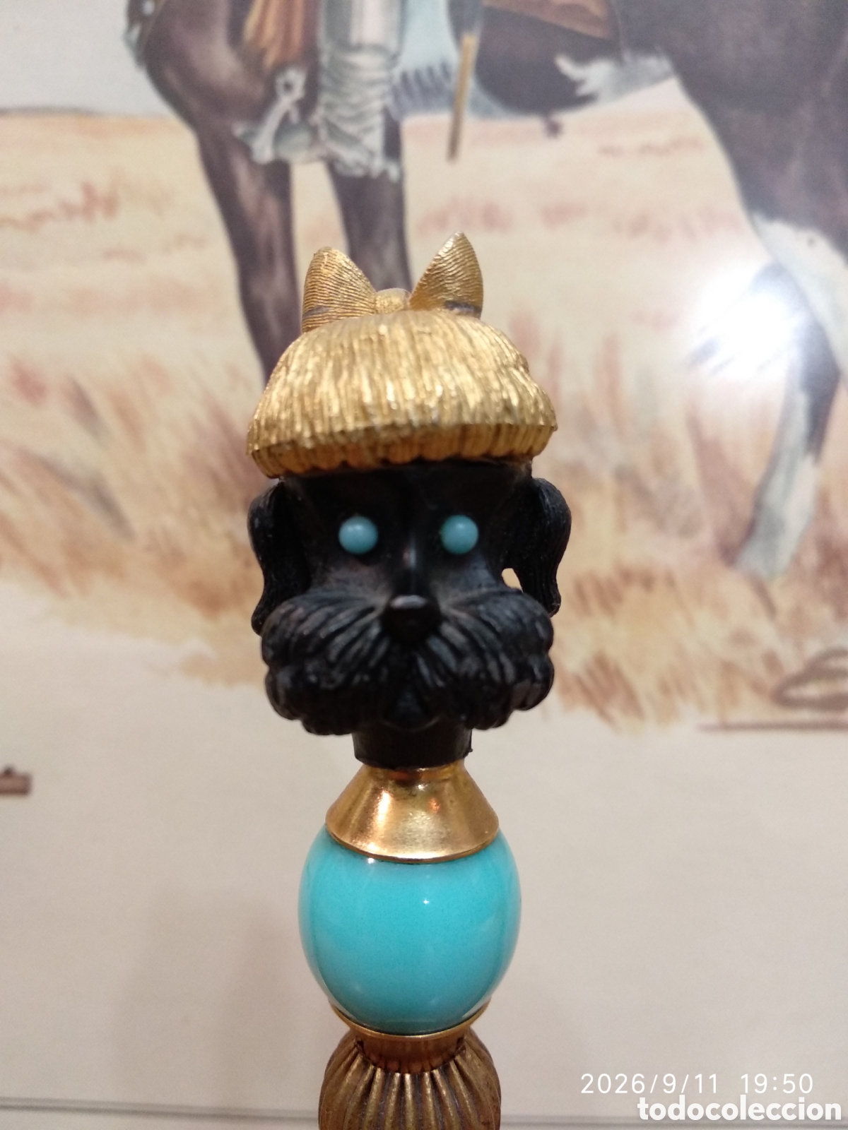 Penne a sfera antiche: Bol&iacute;grafo vintage con soporte marca Fiorenza Blackamoor