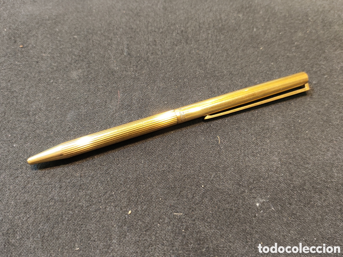 Bol&iacute;grafos antiguos: ANTIGUO BOL&Iacute;GRAFO ST DUPONT PARIS MECAN EN PLATA BA&Ntilde;ADA EN ORO