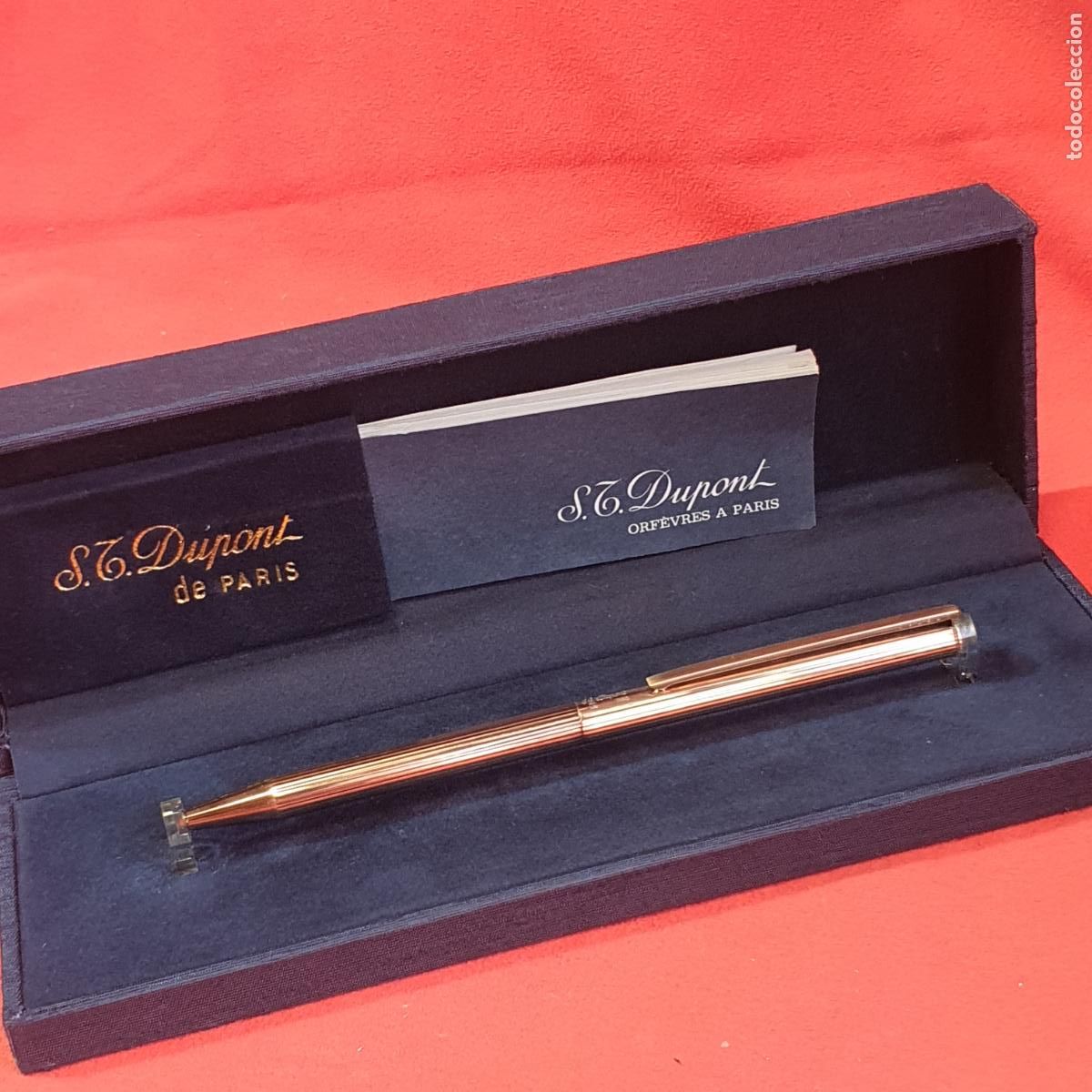 Bol&iacute;grafos antiguos: BOL&Iacute;GRAFO-ST. DUPONT CLASSIC GOLD-LINES-COMO NUEVO-CAJA-LIBRETO-VER FOTOGRAF&Iacute;AS-COLECCIONISTAS.