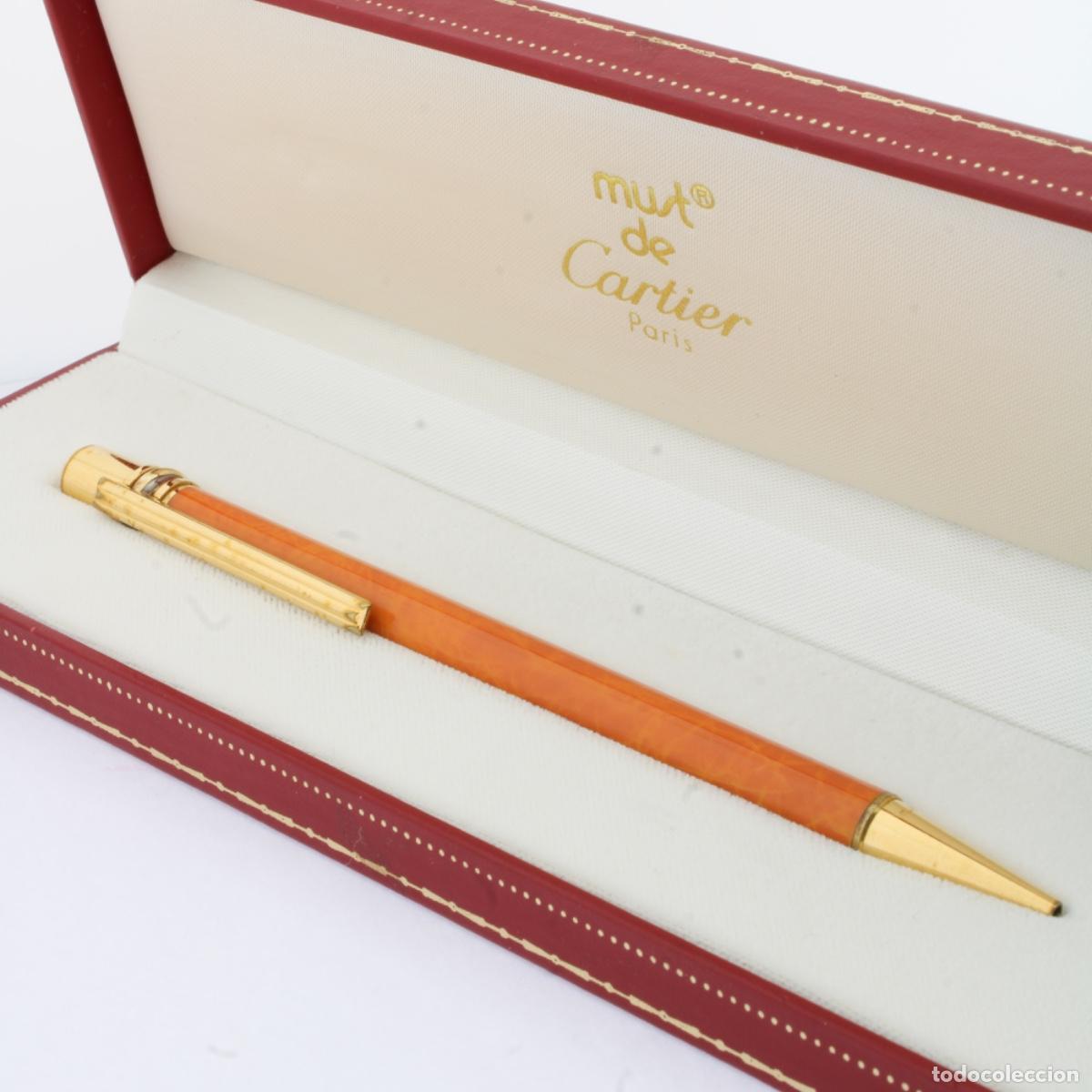 Bol&iacute;grafos antiguos: Boligrafo Must de Cartier con caja original
