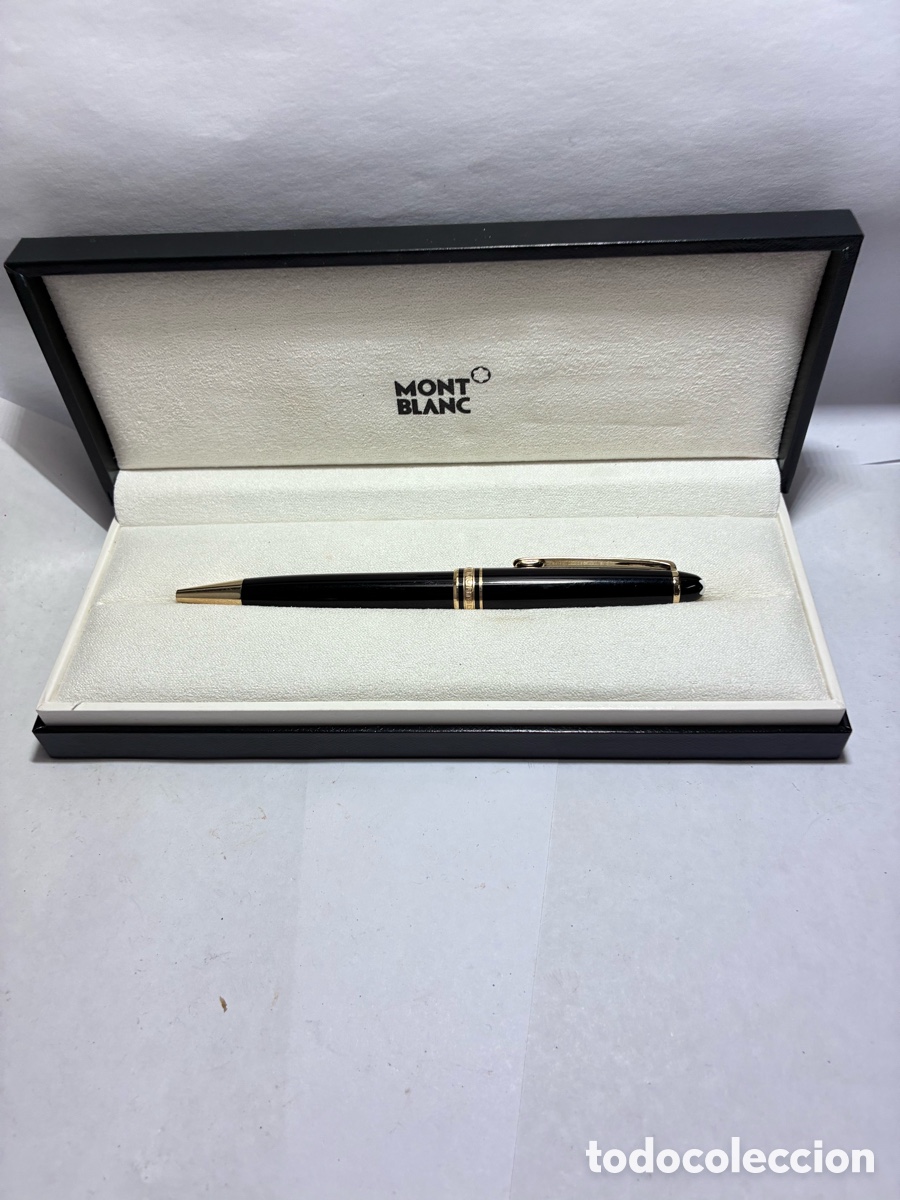 Bol&iacute;grafos antiguos: Bol&iacute;grafo Montblanc Meisterst&uuml;ck resina negra y chapado DISE&Ntilde;O CL&Aacute;SICO