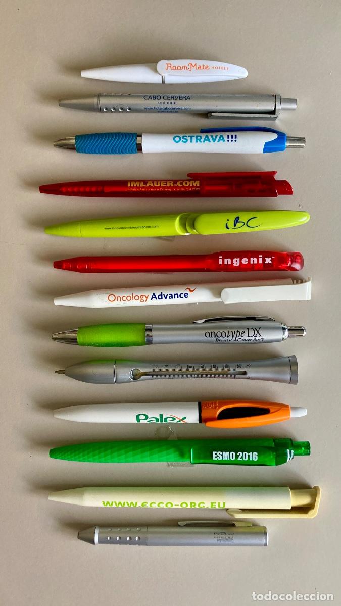Bol&iacute;grafos antiguos: Lote de 12 bol&iacute;grafos con publicidad (+ regalo 3 repetidos). A&ntilde;os 1990-2020