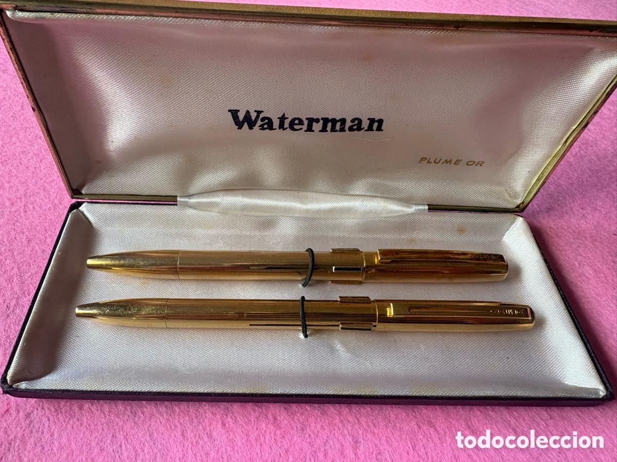 Bol&iacute;grafos antiguos: Pareja de bol&iacute;grafos Waterman 4 colores (A15)