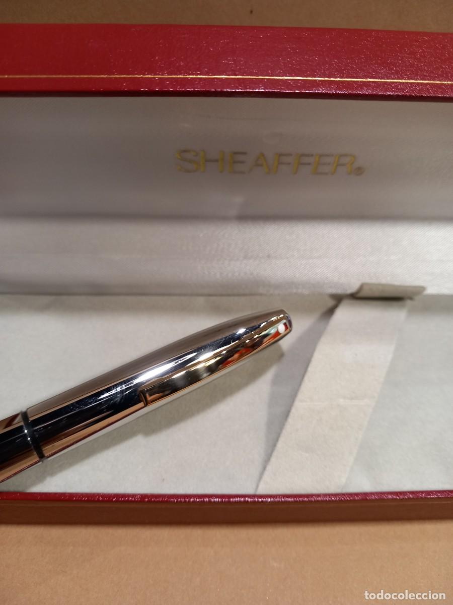 Bol&iacute;grafos antiguos: SHEAFFER ROLLER PLATEADO CON SU CAJA ORIGINAL (G) - Foto 4