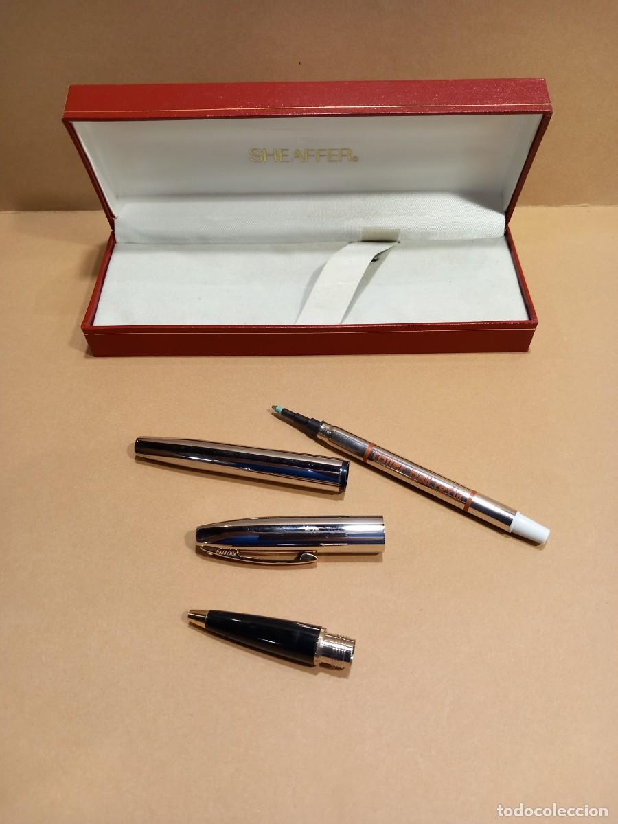 Bol&iacute;grafos antiguos: SHEAFFER ROLLER PLATEADO CON SU CAJA ORIGINAL (G) - Foto 10