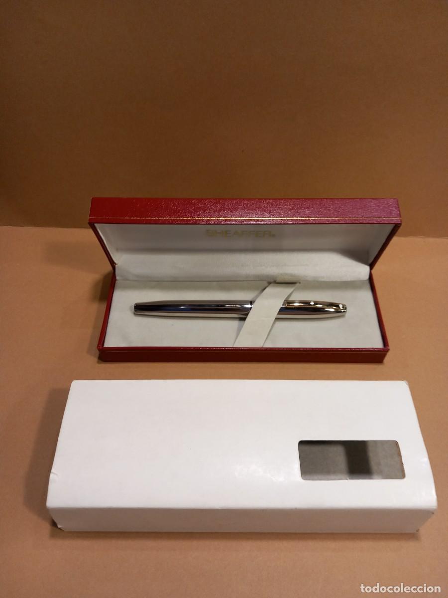 Bol&iacute;grafos antiguos: SHEAFFER ROLLER PLATEADO CON SU CAJA ORIGINAL (G) - Foto 11