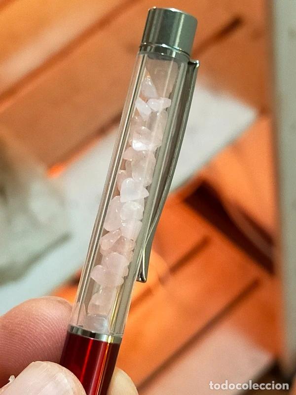 Bol&iacute;grafos antiguos: Penna con Cristalli di Quarzo Rosa