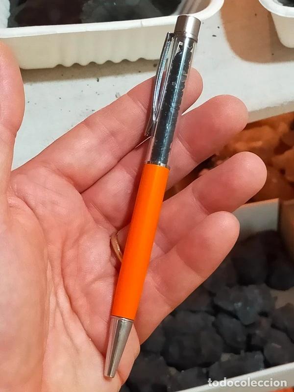 Bol&iacute;grafos antiguos: Penna con piccoli Cristalli naturali di Ossidiana Nera